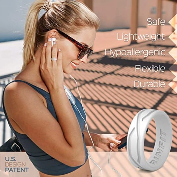 Rinfit Silicone Sport Rings Wedding Rings for Women 6 Piece Set Size 5 - Picture 5 of 5